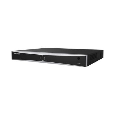 HIKVISION - (ACUSENSE / Evita Falsas Alarmas) NVR 12 Megapixel (4K) / Reconocimiento Facial / 16 Canales IP / Base de Datos / 16 Puertos PoE+ / 2 Bahías de Disco Duro / Switch PoE 300 mts Modo Extendido / Soporta Funcion de Time Lapse
