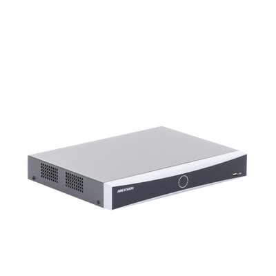 HIKVISION - NVR 12 Megapixel (4K) / 16 canales IP / AcuSense (Evita Falsas Alarmas) / Reconocimiento Facial / 1 Bahía de Disco Duro  / HDMI en 4K / Sin Puertos PoE+