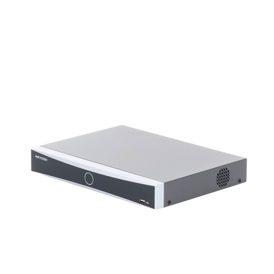 HIKVISION - NVR 12 Megapixel (4K) / 16 canales IP / AcuSense (Evita Falsas Alarmas) / Reconocimiento Facial / 1 Bahía de Disco Duro  / HDMI en 4K / Sin Puertos PoE+