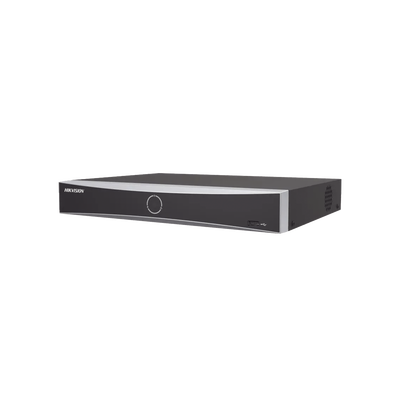 HIKVISION - NVR 12 Megapixel (4K) / 16 canales IP / AcuSense (Evita Falsas Alarmas) / Reconocimiento Facial / 1 Bahía de Disco Duro  / HDMI en 4K / Sin Puertos PoE+