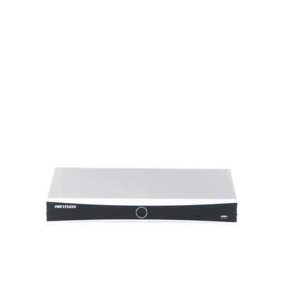 HIKVISION - NVR 12 Megapixel (4K) / 16 Canales IP / 16 Puertos PoE+ / Reconocimiento Facial / AcuSense (Evita Falsas Alarmas) / 2 Bahías de Disco Duro / Switch PoE 300 mts / HDMI en 4K / Alarmas I/O / 300 Metros PoE Modo Extendido