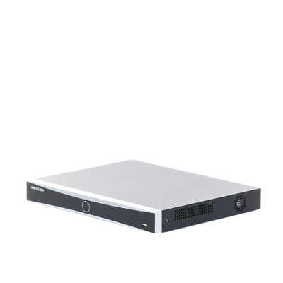 HIKVISION - NVR 12 Megapixel (4K) / 16 Canales IP / 16 Puertos PoE+ / Reconocimiento Facial / AcuSense (Evita Falsas Alarmas) / 2 Bahías de Disco Duro / Switch PoE 300 mts / HDMI en 4K / Alarmas I/O / 300 Metros PoE Modo Extendido