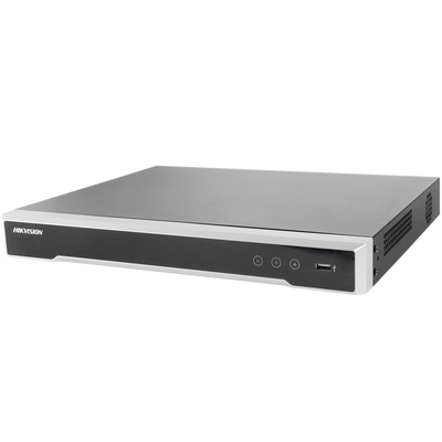 HIKVISION - NVR 12 Megapixel (4K) / 32 canales / 16 Puertos PoE+ / Soporta Cámaras con AcuSense / Hik-Connect / 2 Bahías de Disco Duro / Switch PoE 300 mts / HDMI en 4K / Soporta POS