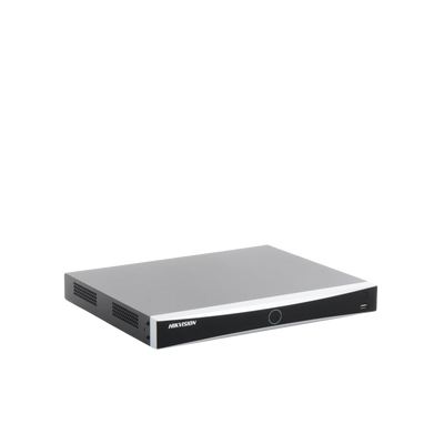 HIKVISION - NVR 12 Megapixel (4K) / 32 canales IP / AcuSense (Evita Falsas Alarmas) / Reconocimiento Facial / 2 Bahías de Disco Duro / HDMI en 4K / Sin Puertos PoE+