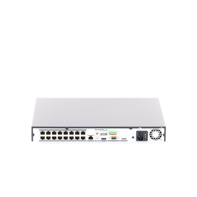 HIKVISION - NVR 12 Megapixel (4K) / 32 canales IP / 16 Puertos PoE+ / Recocimiento Facial / AcuSense (Evita Falsas Alarmas) / 2 Bahías de Disco Duro / HDMI en 4K / Alarmas I/O / 300 Metros PoE Modo Extendido