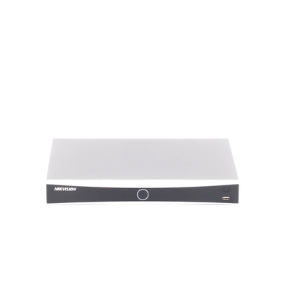 HIKVISION - NVR 12 Megapixel (4K) / 32 canales IP / 16 Puertos PoE+ / Recocimiento Facial / AcuSense (Evita Falsas Alarmas) / 2 Bahías de Disco Duro / HDMI en 4K / Alarmas I/O / 300 Metros PoE Modo Extendido