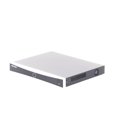 HIKVISION - NVR 12 Megapixel (4K) / 32 canales IP / 16 Puertos PoE+ / Recocimiento Facial / AcuSense (Evita Falsas Alarmas) / 2 Bahías de Disco Duro / HDMI en 4K / Alarmas I/O / 300 Metros PoE Modo Extendido