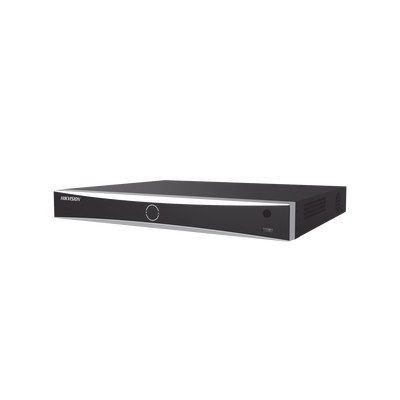 HIKVISION - NVR 12 Megapixel (4K) / 32 canales IP / 16 Puertos PoE+ / Recocimiento Facial / AcuSense (Evita Falsas Alarmas) / 2 Bahías de Disco Duro / HDMI en 4K / Alarmas I/O / 300 Metros PoE Modo Extendido