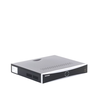 HIKVISION - NVR 12 Megapixel (4K) / 16 canales IP / 16 Puertos PoE+ / AcuSense (Evita Falsas Alarmas) / Reconocimiento Facial / 4 Bahías de Disco Duro / Switch PoE 300 mts  / HDMI en 4K / Alarmas I/O