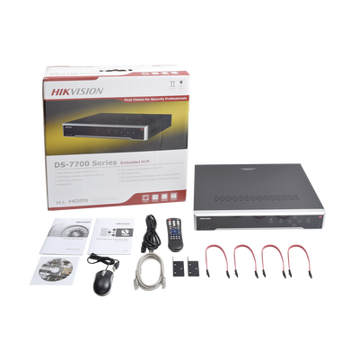 HIKVISION - NVR 8 Megapixel (4K) / 32 canales IP / 16 Puertos PoE+ / Soporta Cámaras con AcuSense / 4 Bahías de Disco Duro / Switch PoE 300 mts / HDMI en 4K / Videoanaliticos