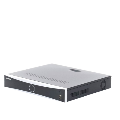 HIKVISION - NVR 12 Megapixel (4K) / 32 canales IP / 16 Puertos PoE+ / Reconocimiento Facial / AcuSense (Evita Falsas Alarmas) / 4 Bahías de Disco Duro / Switch PoE 300 mts / HDMI en 4K / Alarmas I/O