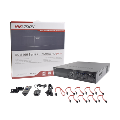 HIKVISION - DVR 2 Megapixel / 16 Canales TURBOHD + 2 Canales IP / 8 Bahías de Disco Duro / 16 Canales de Audio / 16 Entradas de Alarma