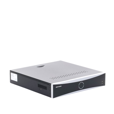 HIKVISION - NVR 12 Megapixel (4K) / 32 Canales IP / Reconocimiento Facial / AcuSense (Evita Falsas Alarmas) / 8 Bahías de Disco Duro /  2 HDMI en 4K / Alarmas I/O