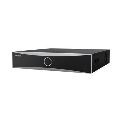 HIKVISION - NVR 12 Megapixel (4K) / 32 Canales IP / Reconocimiento Facial / AcuSense (Evita Falsas Alarmas) / 8 Bahías de Disco Duro /  2 HDMI en 4K / Alarmas I/O