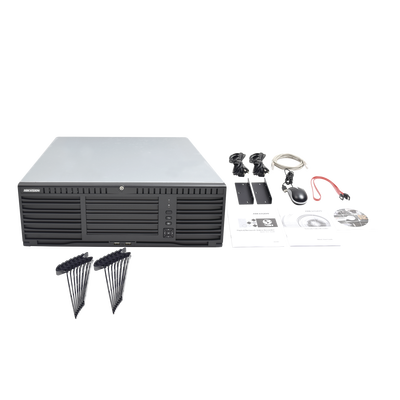 HIKVISION - NVR 12 Megapixel (4K) / 128 canales IP / 16 Bahias de Disco Duro / 4 Puertos de Red / Soporta RAID con Hot Swap / NVR de Alto Desempeño