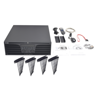 HIKVISION - NVR 12 Megapixel (4K) / 32 Canales IP / Soporta Cámaras  AcuSense / 16 Bahías de Disco Duro / 2 Tarjetas de Red / Soporta RAID con Hot Swap / HDMI en 4K / Soporta POS