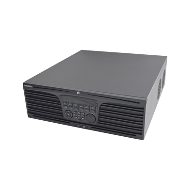 HIKVISION - NVR 12 Megapixel (4K) / 32 Canales IP / Soporta Cámaras  AcuSense / 16 Bahías de Disco Duro / 2 Tarjetas de Red / Soporta RAID con Hot Swap / HDMI en 4K / Soporta POS
