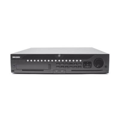 HIKVISION - NVR 12 Megapixel (4K) / 32 Canales IP / Soporta Cámaras con AcuSense / 8 Bahías de Disco Duro / 2 Tarjetas de Red / Soporta RAID con Hot Swap / HDMI en 4K / Soporta POS