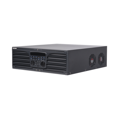 HIKVISION - NVR 12 megapixel (4K) / 64 canales IP / Soporta Cámaras con AcuSense  / 16 Bahías de Disco Duro / 2 Tarjetas de Red / Soporta RAID con Hot Swap / HDMI en 4K / Soporta POS