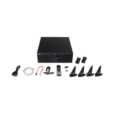 HIKVISION - NVR 12 megapixel (4K) / 64 canales IP / Soporta Cámaras con AcuSense  / 16 Bahías de Disco Duro / 2 Tarjetas de Red / Soporta RAID con Hot Swap / HDMI en 4K / Soporta POS