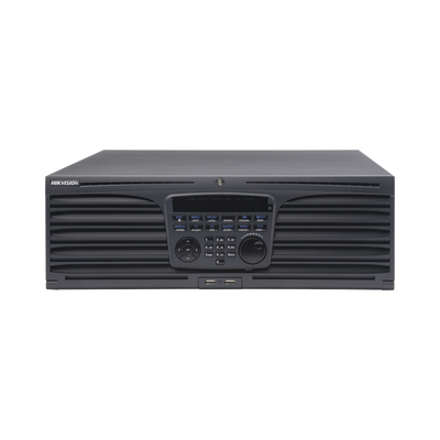 HIKVISION - NVR 12 megapixel (4K) / 64 canales IP / Soporta Cámaras con AcuSense  / 16 Bahías de Disco Duro / 2 Tarjetas de Red / Soporta RAID con Hot Swap / HDMI en 4K / Soporta POS