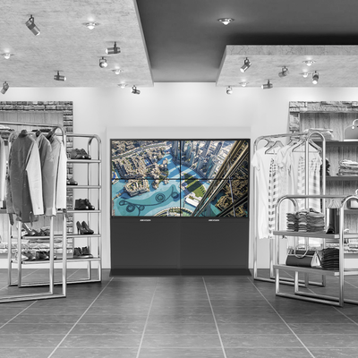 HIKVISION - Kit Videowall Comercial 2X2 / Incluye 4 Pantallas 55" / Controlador de 2 Entradas HDMI / Base de Piso