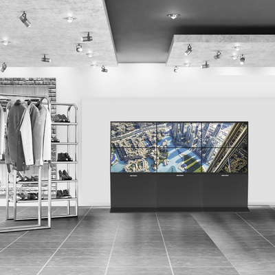 HIKVISION - Kit Videowall Comercial 3X2 / Incluye 6 Pantallas 55" / 2 Controladores de 2 Entradas HDMI / Base de Piso