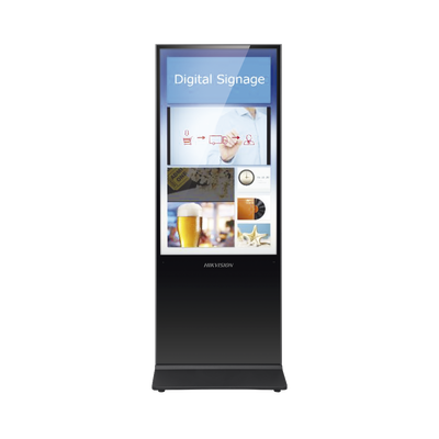 HIKVISION - Pantalla de 55" 4K para Publicidad Digital / Base para Piso (Totem) / Puertos USB / Entrada de Video HDMI y VGA /  WiFi / Altavoz Integrada
