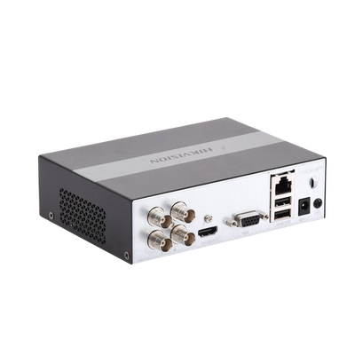 HIKVISION - (SSD) DVR 2 Megapíxel (1080p) Lite / 4 Canales TurboHD + 1 Canal IP / 15 Días de Grabación / Unidad de Estado Solido Incluido / H.265+ / Acusense Lite (Evita Falsas Alarmas) / Diseño Ultra Compacto / Extra Silencioso  / eSSD de