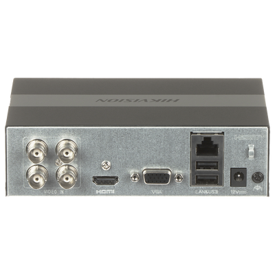 HIKVISION - (eDVR) DVR 2 Megapíxel (1080P) Lite / 4 Canales TURBOHD + 1 Canal IP /  Hasta 1 Mes de Grabación / Unidad de Estado Solido Incluido / H.265+ / ACUSENSE Lite (Evita Falsas Alarmas) / Diseño Ultra Compacto / Extra Silencioso /  eSSD de