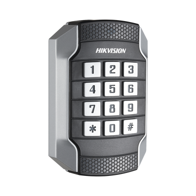 HIKVISION - Lector de Tarjetas MIFARE y Contraseñas / Wiegand W26 - W34 y RS-485 / IP65 / IK10 / Estetico y Facil de Utilizar / Indicador LED