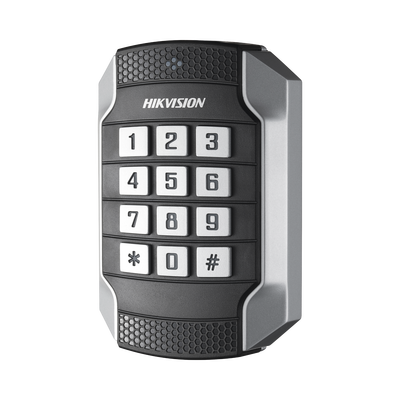 HIKVISION - Lector de Tarjetas MIFARE y Contraseñas / Wiegand W26 - W34 y RS-485 / IP65 / IK10 / Estetico y Facil de Utilizar / Indicador LED