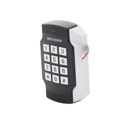 HIKVISION - Lector de Tarjetas MIFARE y Contraseñas / Wiegand W26 - W34 y RS-485 / IP65 / IK10 / Estetico y Facil de Utilizar / Indicador LED