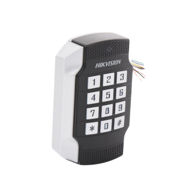 HIKVISION - Lector de Tarjetas MIFARE y Contraseñas / Wiegand W26 - W34 y RS-485 / IP65 / IK10 / Estetico y Facil de Utilizar / Indicador LED