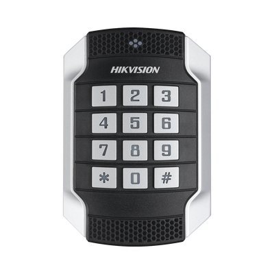 HIKVISION - Lector de Tarjetas MIFARE y Contraseñas / Wiegand W26 - W34 y RS-485 / IP65 / IK10 / Estetico y Facil de Utilizar / Indicador LED