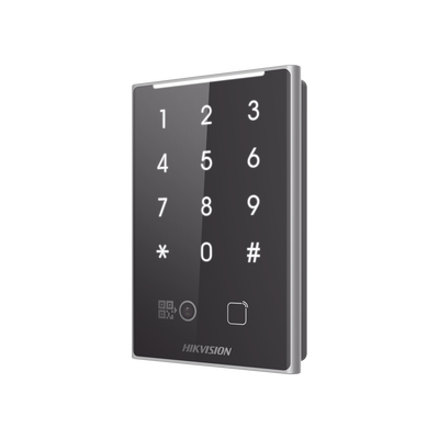 HIKVISION - Lector de Tarjetas PROX EM y de Códigos QR / Teclado para Contraseña / Compatible con Controladores DSK2600 Series Hikvision / Comunicación RS485 y WIEGAND / IP65