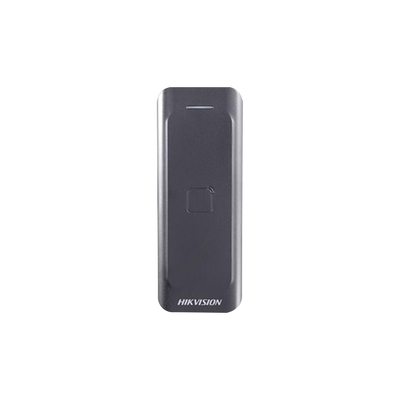HIKVISION - Lector de Tarjetas PROX EM / Exterior IP65 / Wiegand / Compatible con Cualquier Panel / PERFIL DELGADO y ESTETICO / Indicador LED