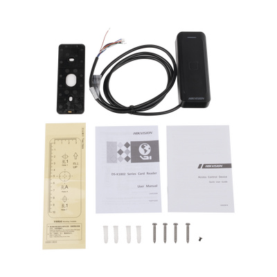 HIKVISION - Lector de Tarjetas PROX EM / Exterior IP65 / Wiegand / Compatible con Cualquier Panel / PERFIL DELGADO y ESTETICO / Indicador LED