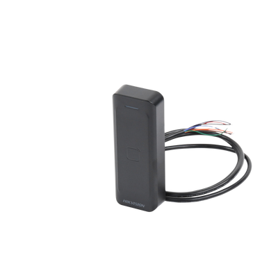 HIKVISION - Lector de Tarjetas PROX EM / Exterior IP65 / Wiegand / Compatible con Cualquier Panel / PERFIL DELGADO y ESTETICO / Indicador LED