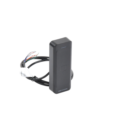 HIKVISION - Lector de Tarjetas PROX EM / Exterior IP65 / Wiegand / Compatible con Cualquier Panel / PERFIL DELGADO y ESTETICO / Indicador LED
