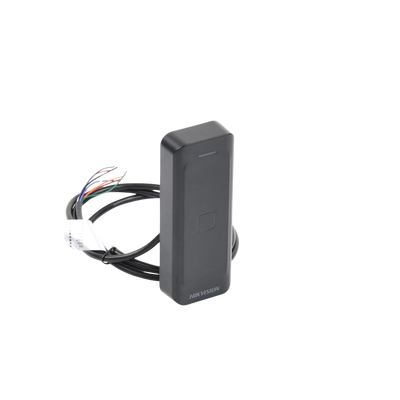 HIKVISION - Lector de Tarjetas PROX EM / Exterior IP65 / Wiegand / Compatible con Cualquier Panel / PERFIL DELGADO y ESTETICO / Indicador LED