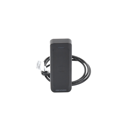HIKVISION - Lector de Tarjetas PROX EM / Exterior IP65 / Wiegand / Compatible con Cualquier Panel / PERFIL DELGADO y ESTETICO / Indicador LED