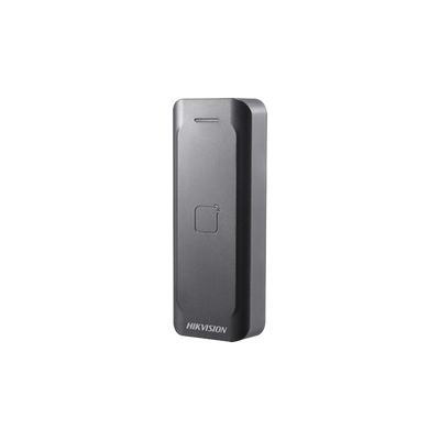 HIKVISION - Lector de Tarjetas PROX EM / Exterior IP65 / Wiegand / Compatible con Cualquier Panel / PERFIL DELGADO y ESTETICO / Indicador LED
