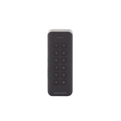 HIKVISION - Lector de Tarjetas PROX EM y Contraseñas / Exterior IP65 / Wiegand / Compatible con Cualquier Panel / PERFIL DELGADO y ESTETICO / Indicador LED