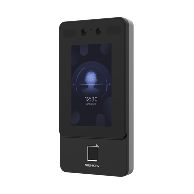 HIKVISION - Terminal Min Moe WiFi de Reconocimiento Facial y Huella con lector MIFARE / Exterior IP65  / Hasta 1.5 mts en lectura de rostro / Soporta P2P Hik-Connect / 1,500 Rostros / 3,000 Huellas / Videoportero.