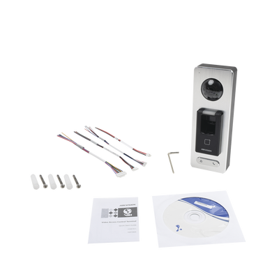 HIKVISION - 2 EN 1 / Lector Biométrico IP65 con Función de Videoportero y lector QR Incluida/ Llamada a APP de Smartphone Hik-Connect P2P (No requiere monitor) /  Soporta Tarjetas - Huellas - Códigos QR / Cámara 2 MP Compatible con DVRs y