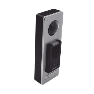 HIKVISION - 2 EN 1 / Lector Biométrico IP65 con Función de Videoportero y lector QR Incluida/ Llamada a APP de Smartphone Hik-Connect P2P (No requiere monitor) /  Soporta Tarjetas - Huellas - Códigos QR / Cámara 2 MP Compatible con DVRs y