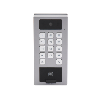 HIKVISION - Terminal de Control de Acceso / Videoportero Multiapartamento Llamada a App / Teclado / Exterior Antivandálico IP65 & IK09 / Huella, Tarjeta, Código QR, PIN o App Hik-Connect  / Cámara 2 MP compatible con NVRs