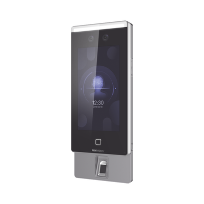HIKVISION - Kit de Biométrico Touch Reconocimiento Facial ULTRA Rápido con función de Videoportero  (ambientes no ruidosos) Incluye LECTOR DE HUELLAS / Lectura de Códigos QR / 6,000 usuarios / Alta tecnología Deep Learning / HIK-IA