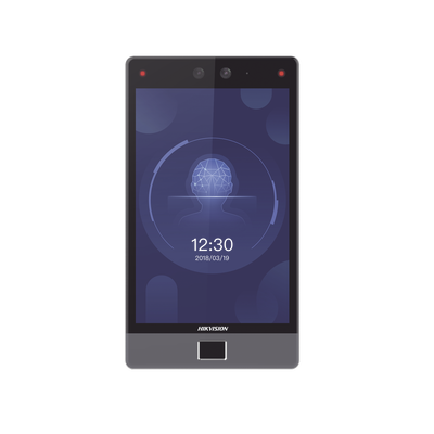 HIKVISION - Terminal Facial Min Moe 8" Touch con Lector de Huellas / Delgada y Estética / PoE / 100,000 rostros / Exterior IP65 / Función de Videoportero y Lectura de Códigos QR / Lectura de tarjetas / HIK-IA